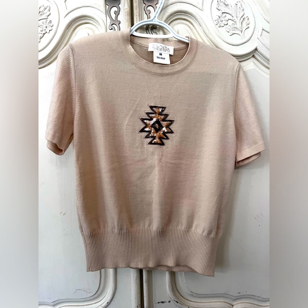 Escada Beige Sweater with Sequin Design